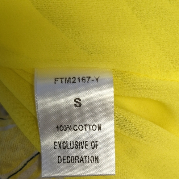 01599 THML Floral Scoop Neck Tiered A Line Midi Dress Yellow Blue S summer boho - Picture 6 of 7